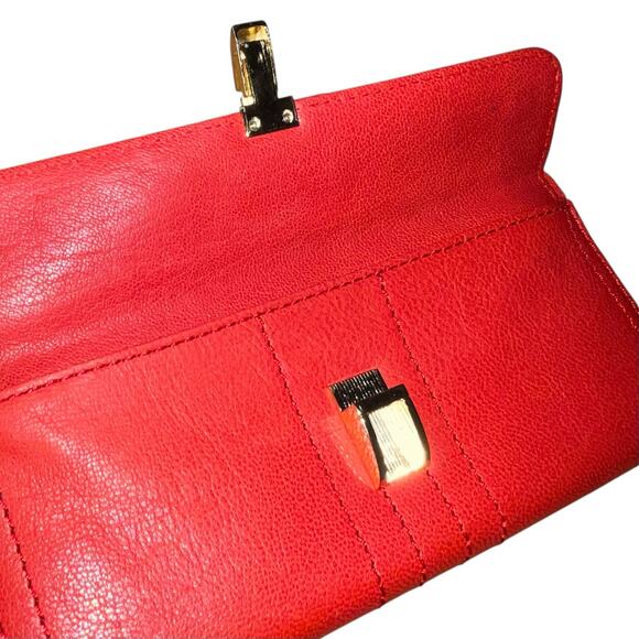 Milly Red Leather Long Wallet Classic 8" x 4" - Picture 10 of 13